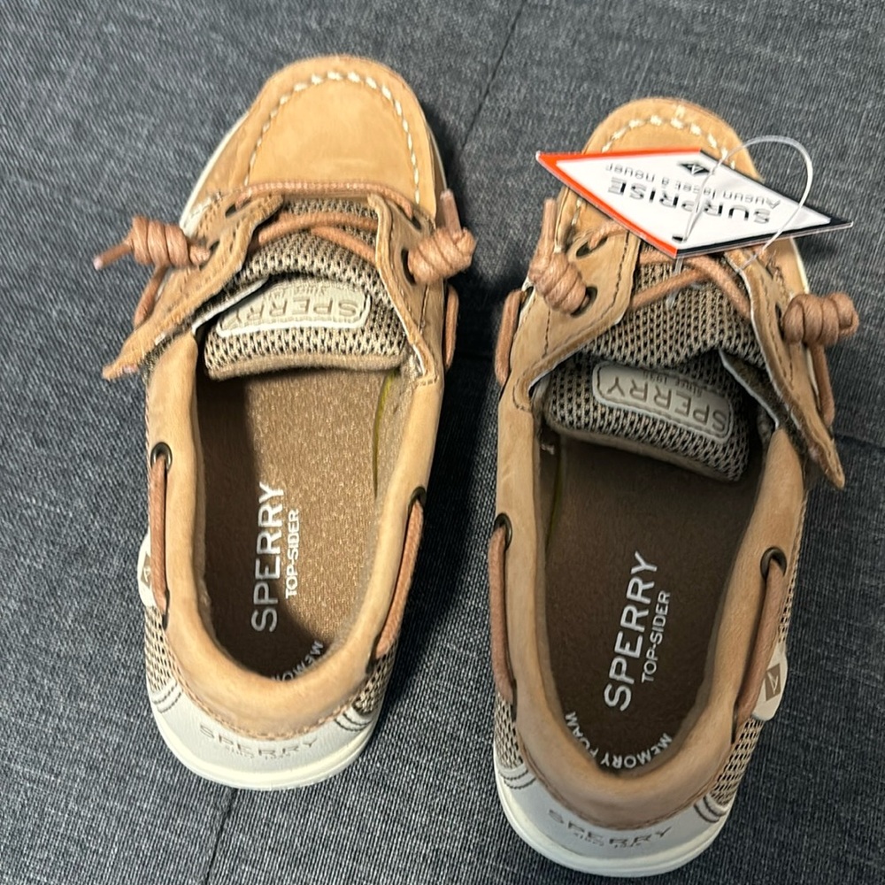 Sperry Top Toddler Slider, Tan size 11 brand new/Shoresider 3 Eye Boat Shoe